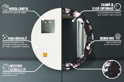 Bedrukte ronde spiegel Schedelbloemen