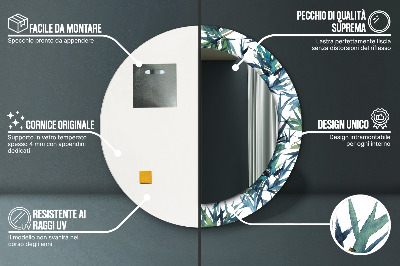 Ronde spiegel met decoratie Blauwe palmbomen