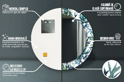 Ronde spiegel met decoratie Blauwe palmbomen