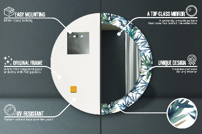 Ronde spiegel met decoratie Blauwe palmbomen