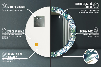 Ronde spiegel met decoratie Blauwe palmbomen