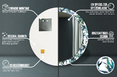 Ronde spiegel met decoratie Blauwe palmbomen