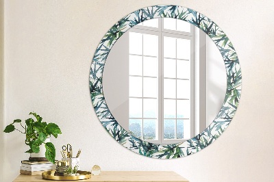 Ronde spiegel met decoratie Blauwe palmbomen