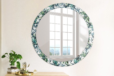 Ronde spiegel met decoratie Blauwe palmbomen