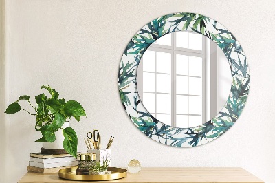 Ronde spiegel met decoratie Blauwe palmbomen