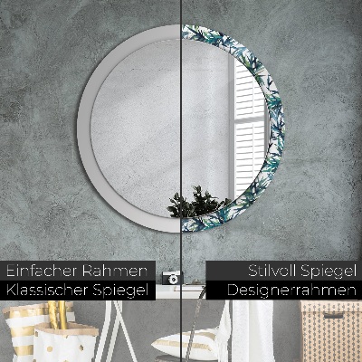 Ronde spiegel met decoratie Blauwe palmbomen