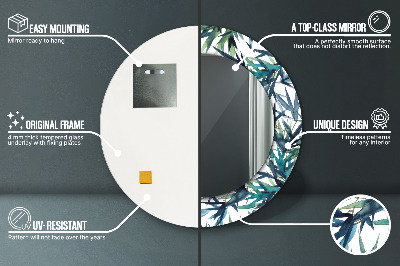 Ronde spiegel met decoratie Blauwe palmbomen