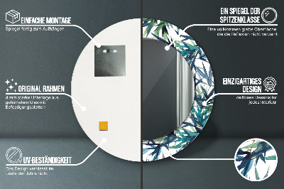 Ronde spiegel met decoratie Blauwe palmbomen