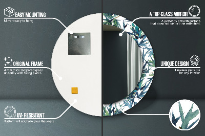 Ronde spiegel met decoratie Blauwe palmbomen