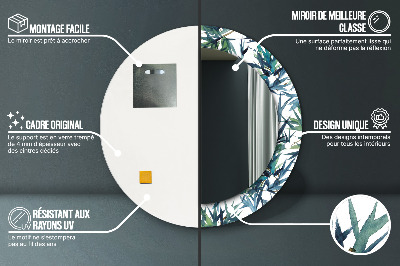 Ronde spiegel met decoratie Blauwe palmbomen