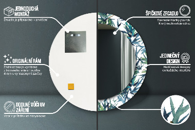 Ronde spiegel met decoratie Blauwe palmbomen