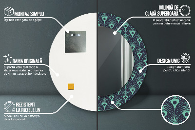 Ronde spiegel met decoratie Bloemenpatroon