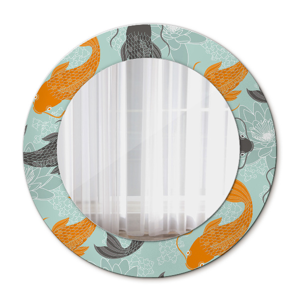 Ronde spiegel met decoratie Chinese karper