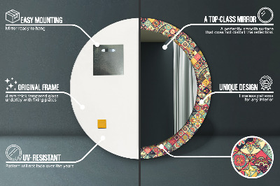 Bedrukte ronde spiegel Etnische bloemen