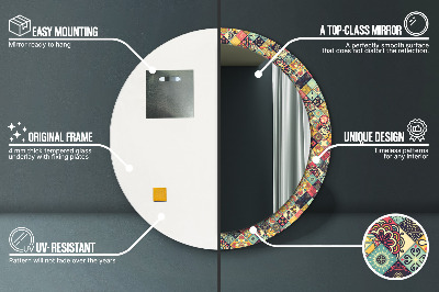 Bedrukte ronde spiegel Etnische bloemen