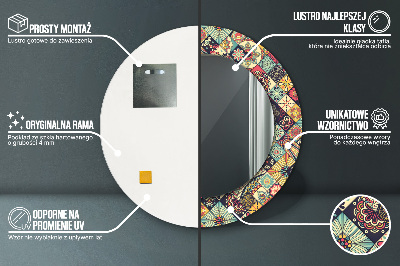 Bedrukte ronde spiegel Etnische bloemen