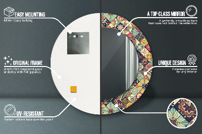 Bedrukte ronde spiegel Etnische bloemen