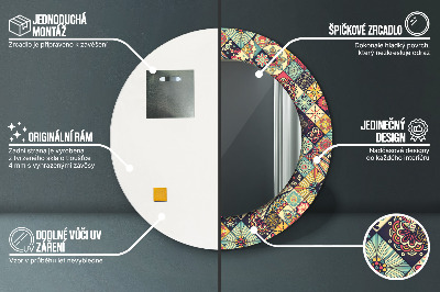Bedrukte ronde spiegel Etnische bloemen