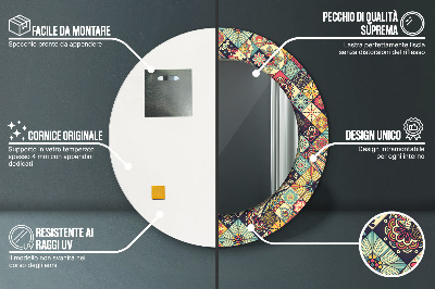 Bedrukte ronde spiegel Etnische bloemen