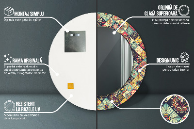 Bedrukte ronde spiegel Etnische bloemen