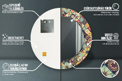 Bedrukte ronde spiegel Etnische bloemen