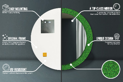 Ronde spiegel met decoratie Groen gras