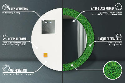 Ronde spiegel met decoratie Groen gras