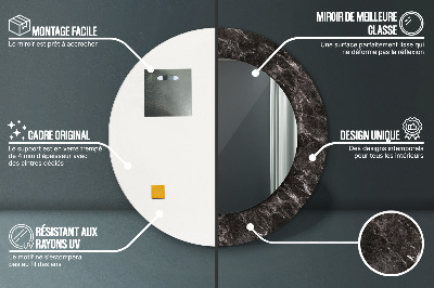 Bedrukte ronde spiegel Zwart marmer