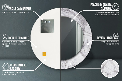 Ronde spiegel met decoratie Wit marmer