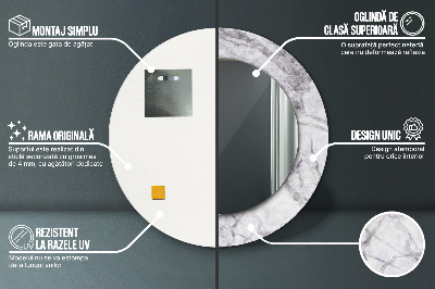 Ronde spiegel met decoratie Wit marmer