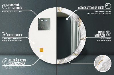 Bedrukte ronde spiegel Wit marmer goud