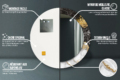 Ronde spiegel met decoratie Marmer en goud