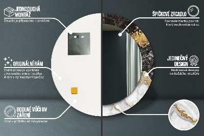 Ronde spiegel met decoratie Marmer en goud