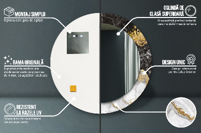 Ronde spiegel met decoratie Marmer en goud