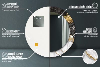 Ronde spiegel met decoratie Marmer en goud