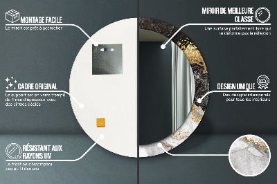 Ronde spiegel met decoratie Marmer en goud