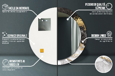 Ronde spiegel met decoratie Marmer en goud