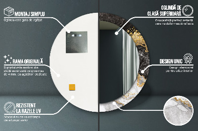 Ronde spiegel met decoratie Marmer en goud