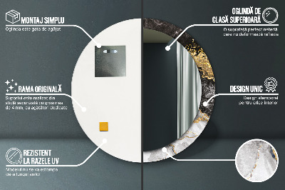 Ronde spiegel met decoratie Marmer en goud