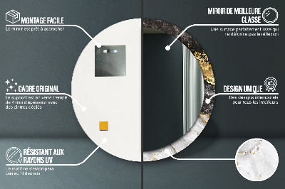 Ronde spiegel met decoratie Marmer en goud