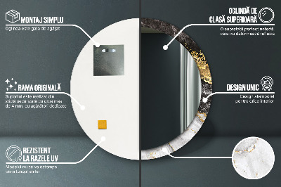 Ronde spiegel met decoratie Marmer en goud