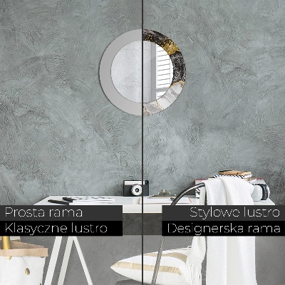 Ronde spiegel met decoratie Marmer en goud