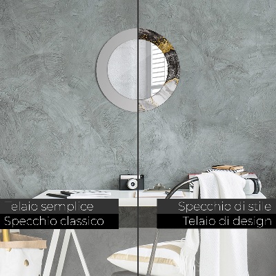 Ronde spiegel met decoratie Marmer en goud