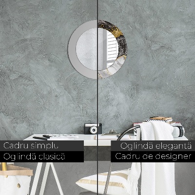 Ronde spiegel met decoratie Marmer en goud