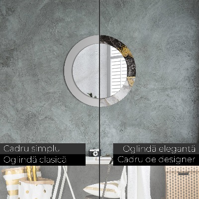 Ronde spiegel met decoratie Marmer en goud