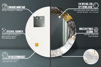 Ronde spiegel met decoratie Marmer en goud