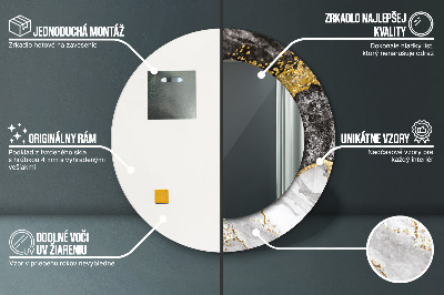 Ronde spiegel met decoratie Marmer en goud