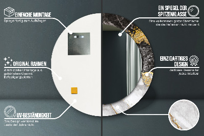 Ronde spiegel met decoratie Marmer en goud