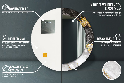 Ronde spiegel met decoratie Marmer en goud