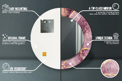 Bedrukte ronde spiegel Marmer met goud